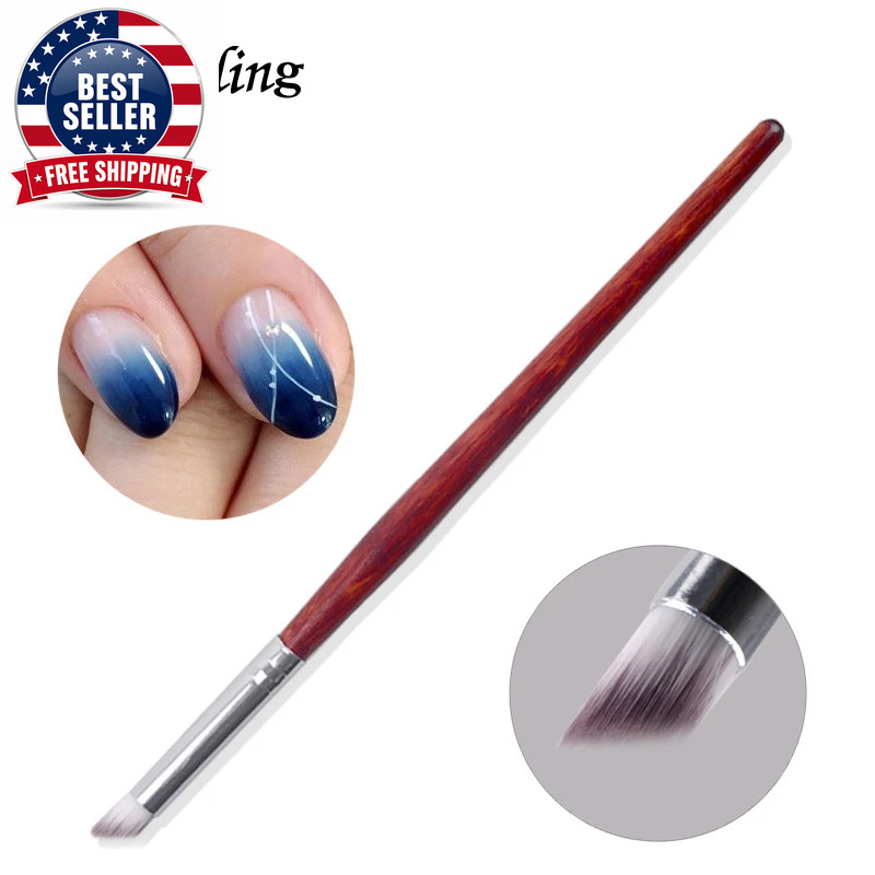 1Pc Nail Art Brush Gradient Dizzy Dye Pen Wood Handle Angle Nail Painting Dottin