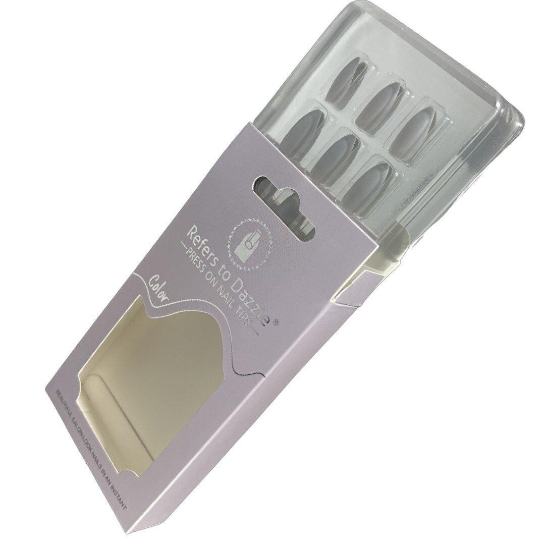 💅Dollar2million Press on Nail Tips,Gray ,False Nails, 12 Pieces,Teen/Adult💅