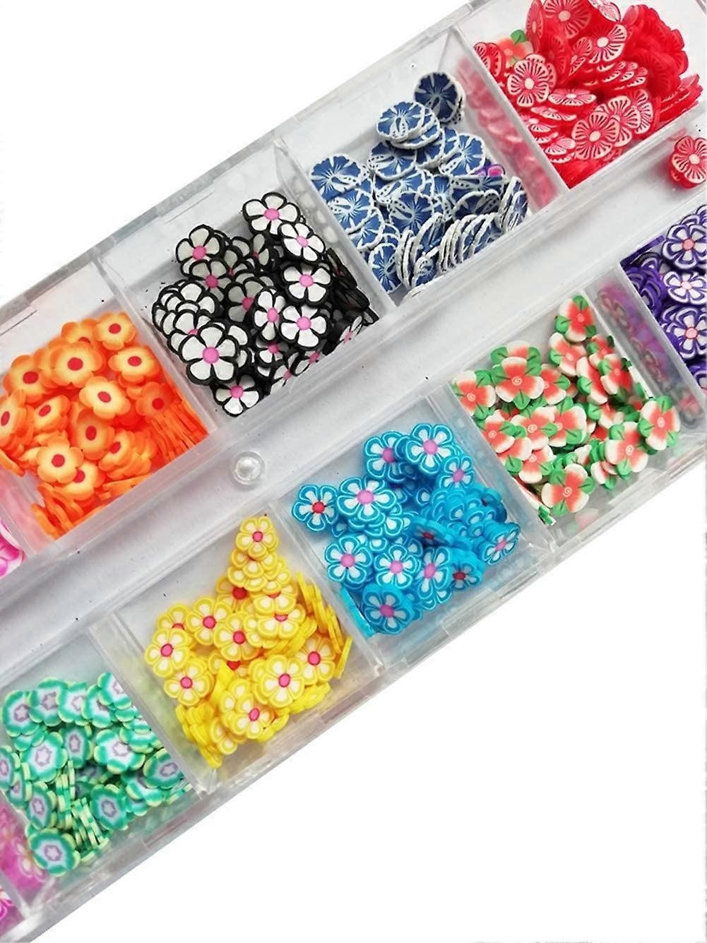 12 Small Latticel Crystal Mash Clay Strip Flowers Fruit Slices Nail Craft Making