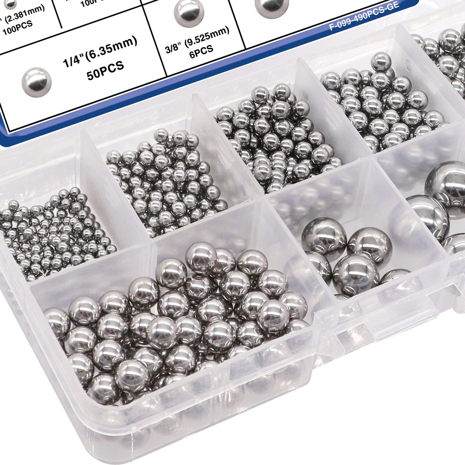 490pcs Precision Balls 8 Sizes 1/2 3/8 1/4 7/32 3/16 5/32 1/8 3/32 Preci