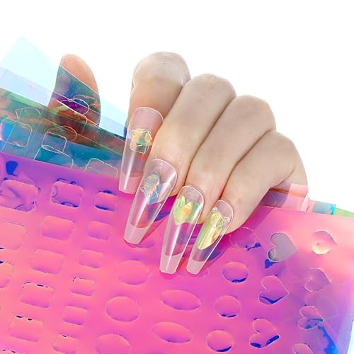 11 Sheets Aurora Nail Foil Laser Stickers Foil Laser Nails Art Stickers Glass