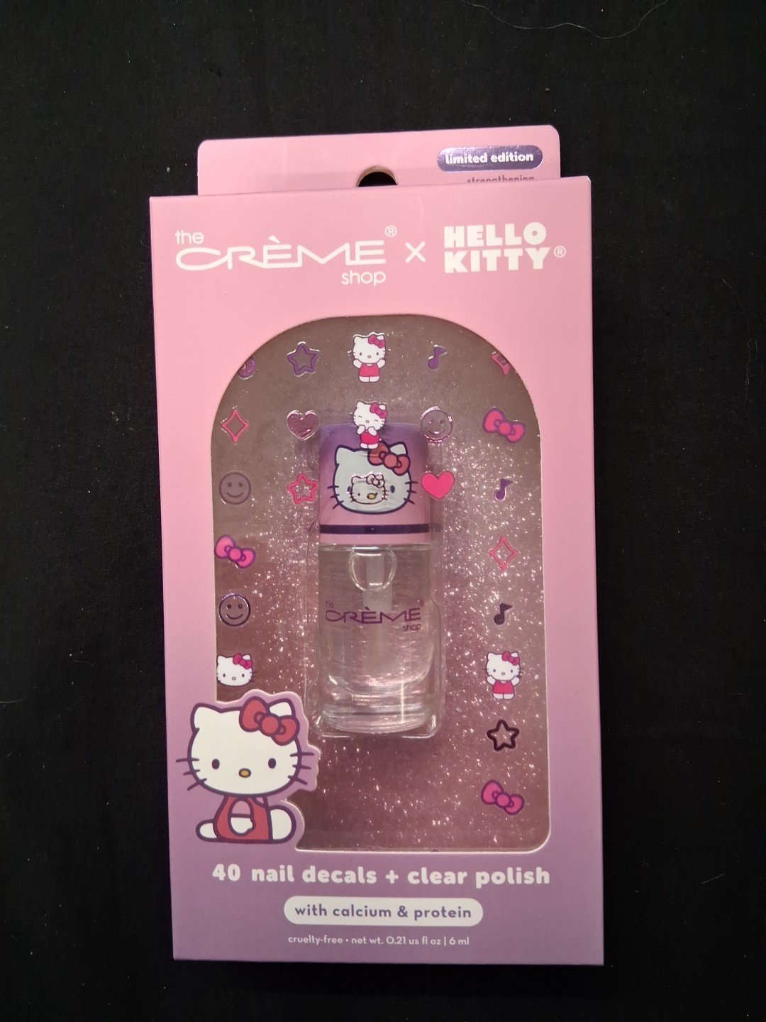 The Crème Shop x Hello Kitty Nail Decal Set + Strengthening Clear Polish NEW LE