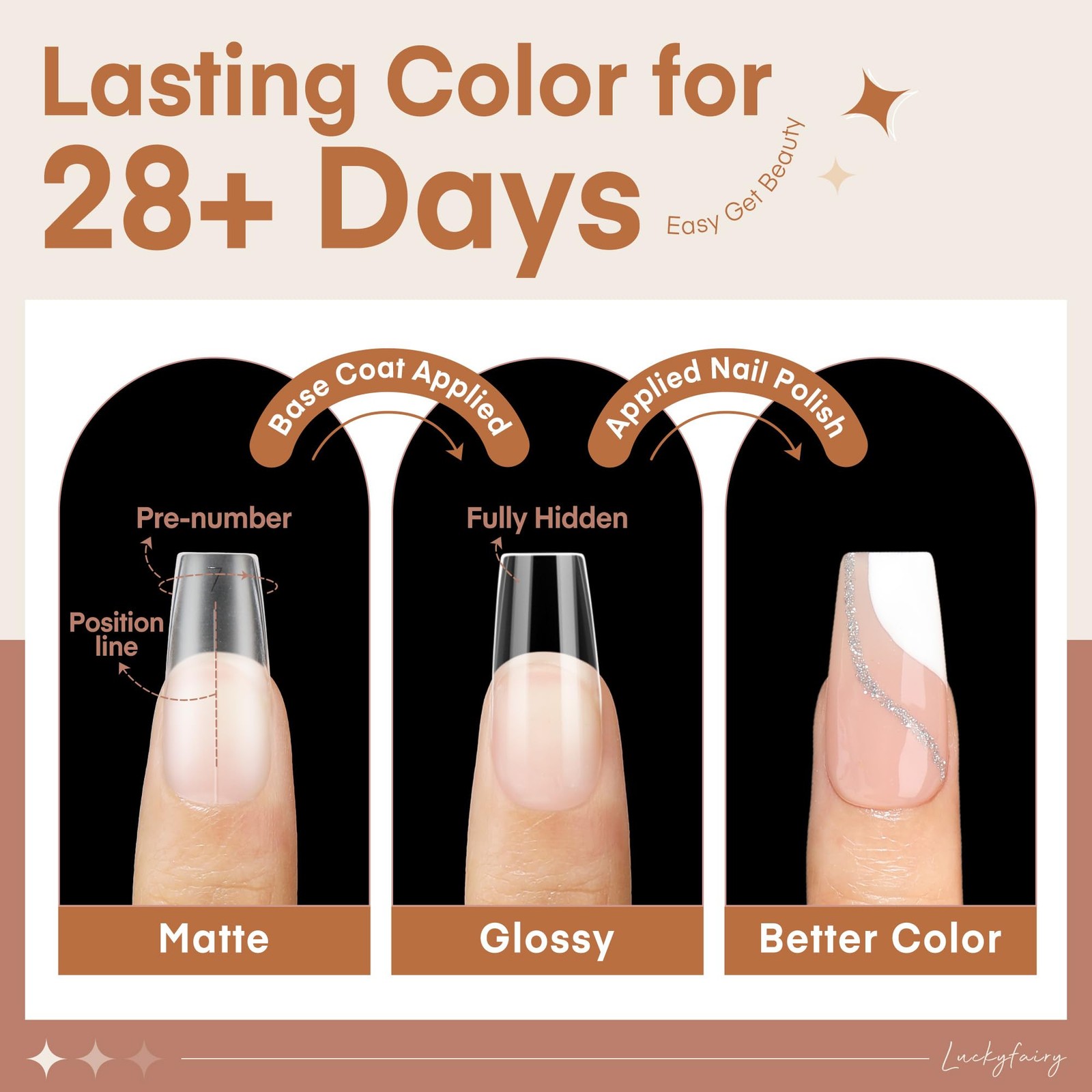 Coffin Nails Tips 15 Sizes Pre-buff Matte Full Cover 360pcs Medium Clear Acrylic