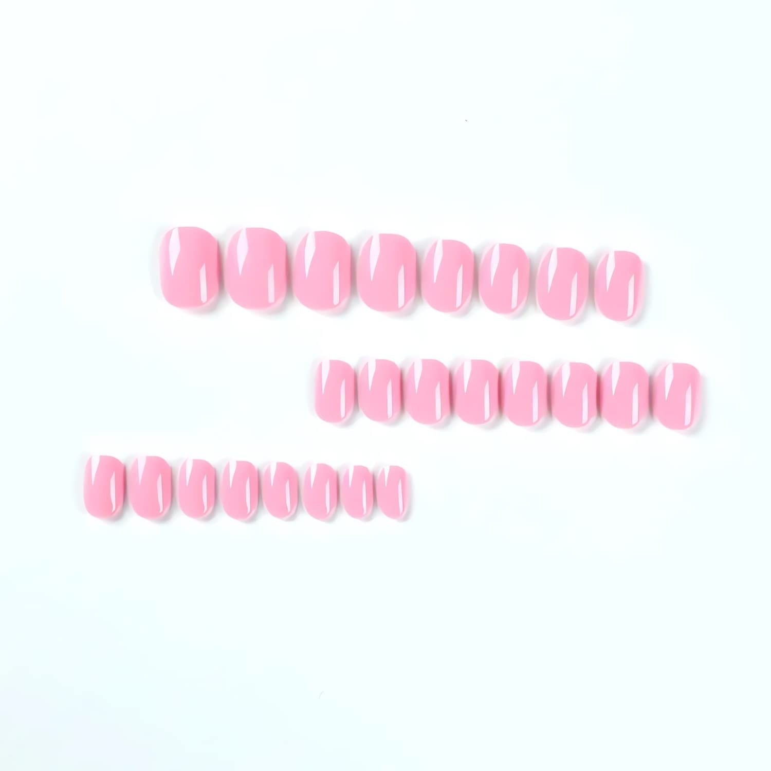 Square Press on Nails Short Fake Nails Rose Pink False Nails Acrylic Artifici…