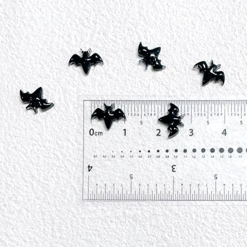 200Pcs Black Halloween Bat Nails Charms 3D Resin Black Bat Nail black