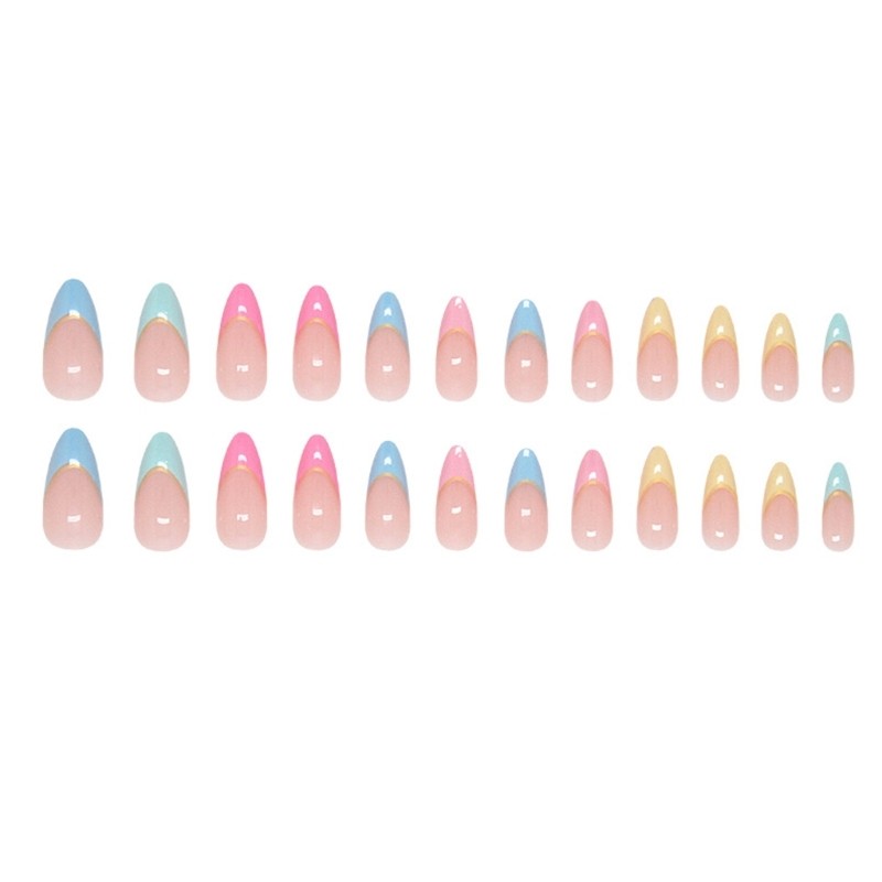 24 Colorful Artificial Nail Plastic Manicure Set For Parties Event Daily Styles