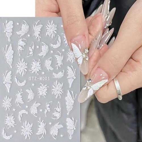 Valentines Red Bow Nails Stickers 3D Star Flower Flower Bow Nails Stickers