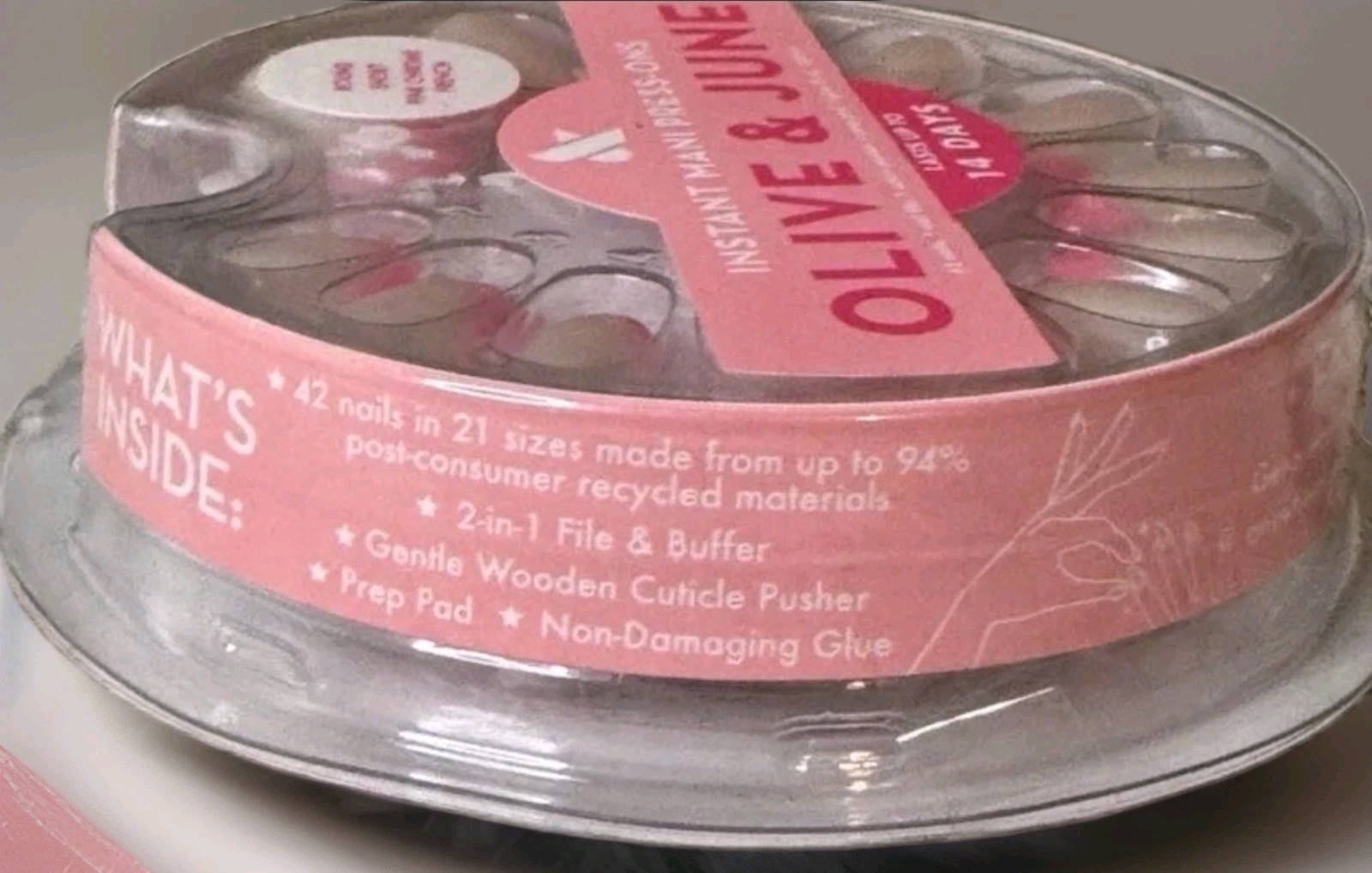 Olive & June Press On Nails Pink Chrome French Short Glossy Glue On Manicure Set