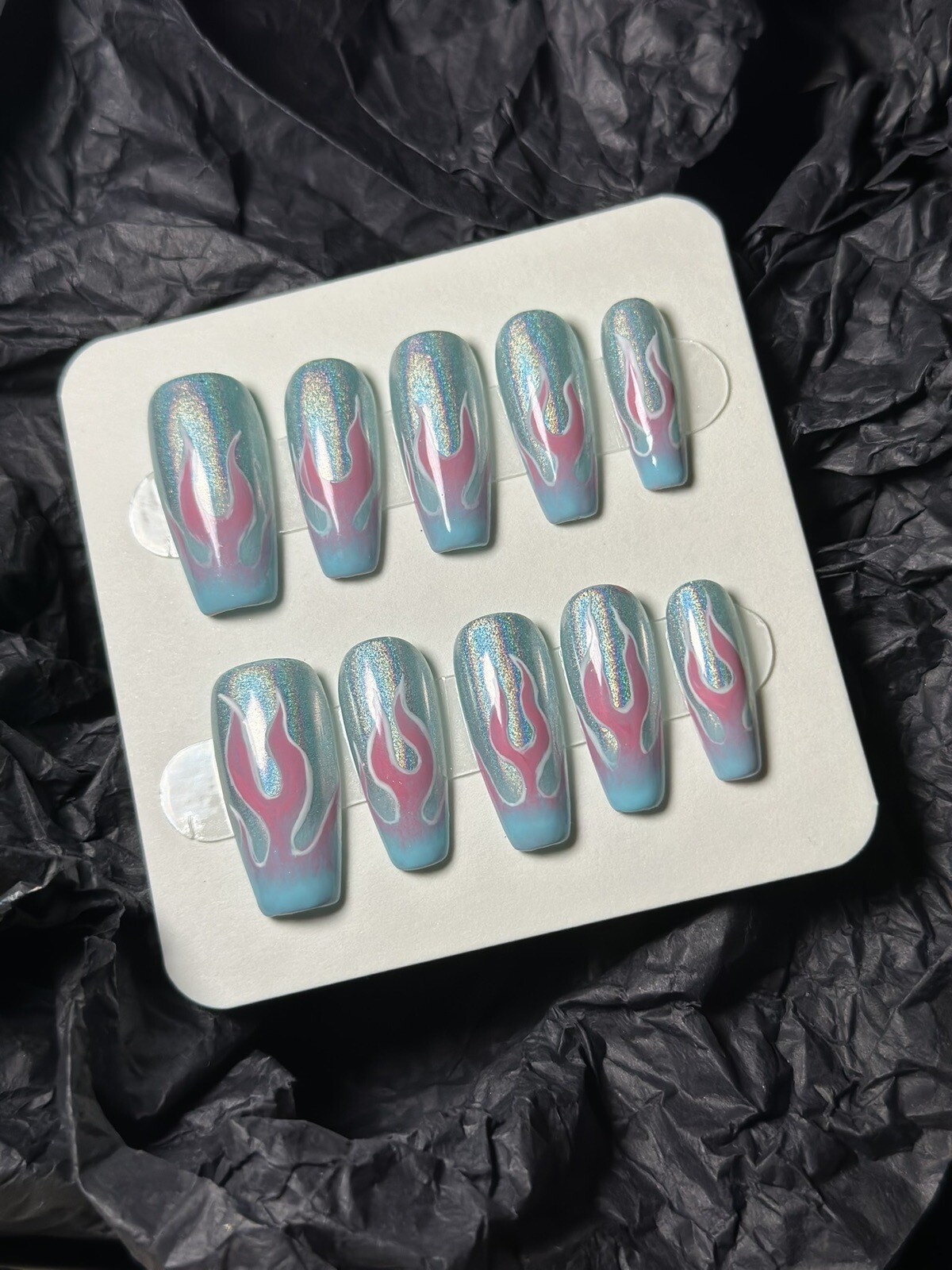 CUSTOM Handmade press on Gel nails long coffin Y2k Style Nails Set Size:S