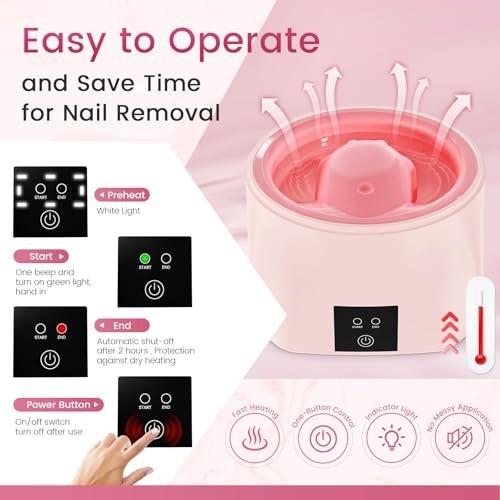 Heated Nail Soaking Bowl – 50% Faster Soak Off for Beginners & Home Salon Use