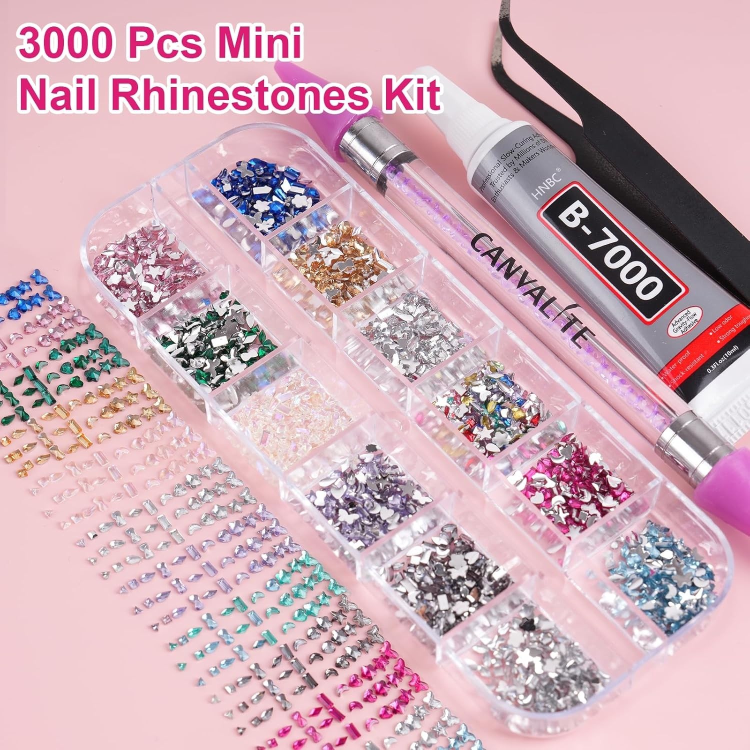 3000 Mini Colorful Rhinestones for Nail Art – Quality DIY Gems Kit