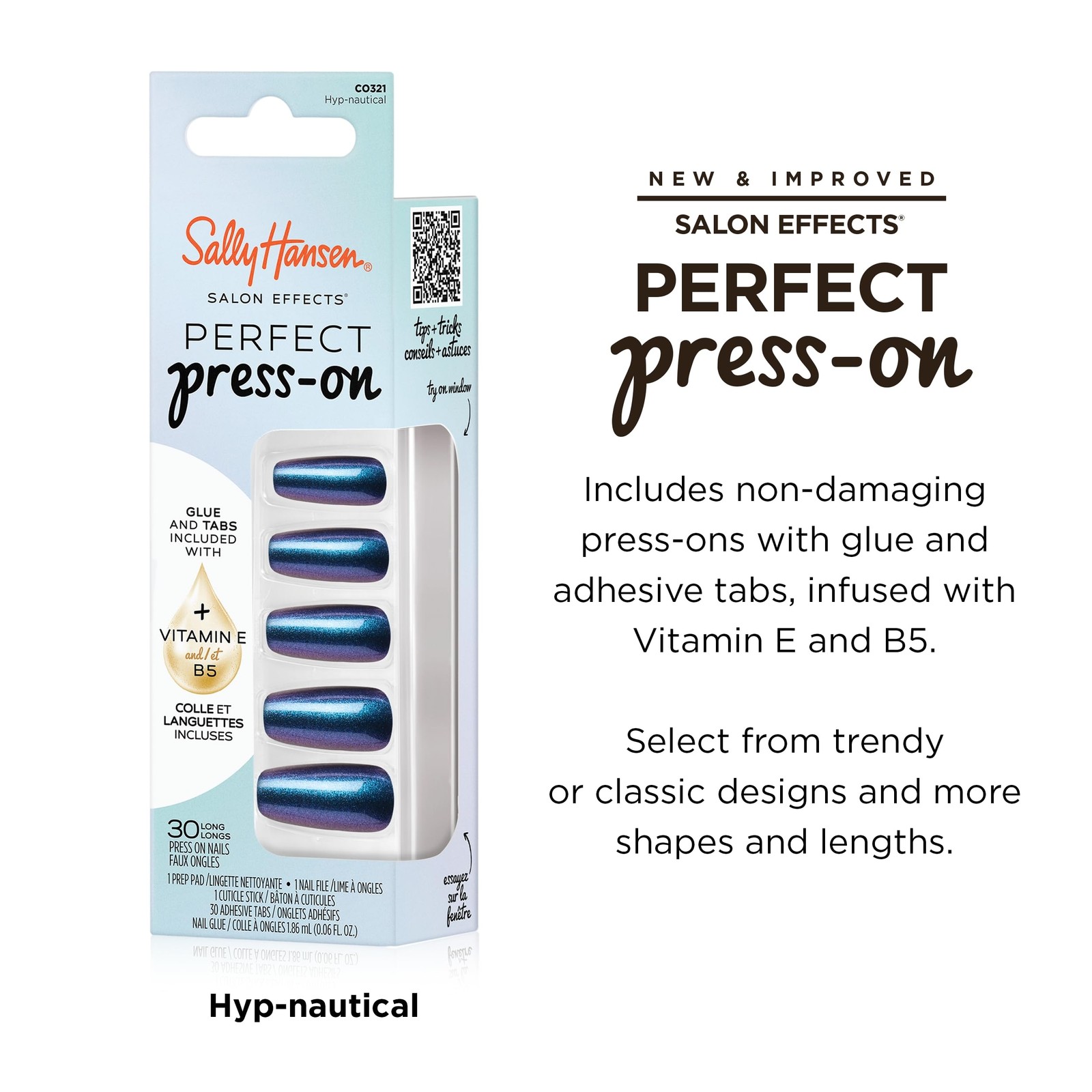 Sally Hansen Salon Effects Perfect Press-On Nails, CO321 Hyp-Nautical