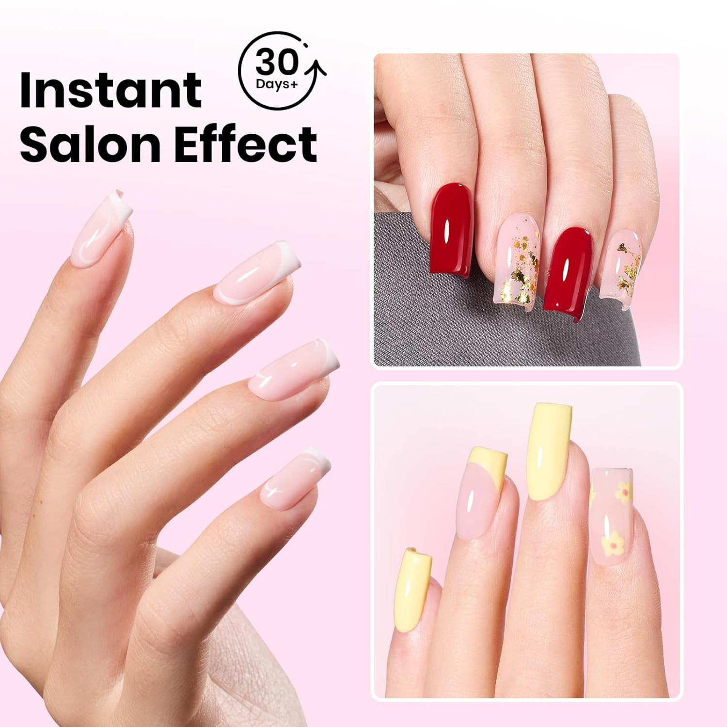Beetles Tipex Lite Instant Apex Nail Tips, Short Square, 16 Sizes | 00�14, Built