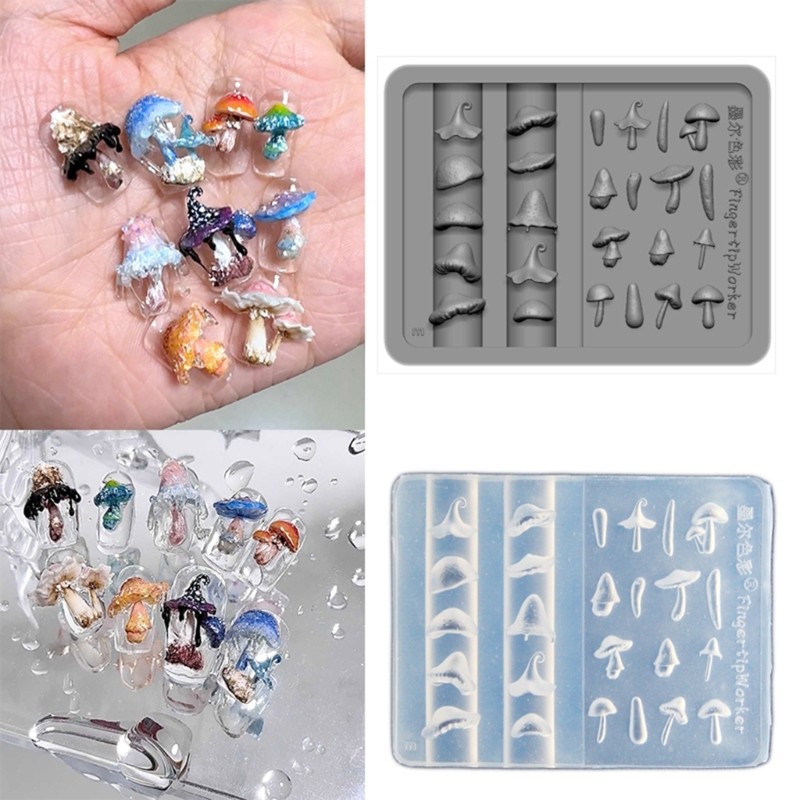 Flexible Nail Stamping Mold Mushroom Manicure Mould for Nail Art Enthusiasts