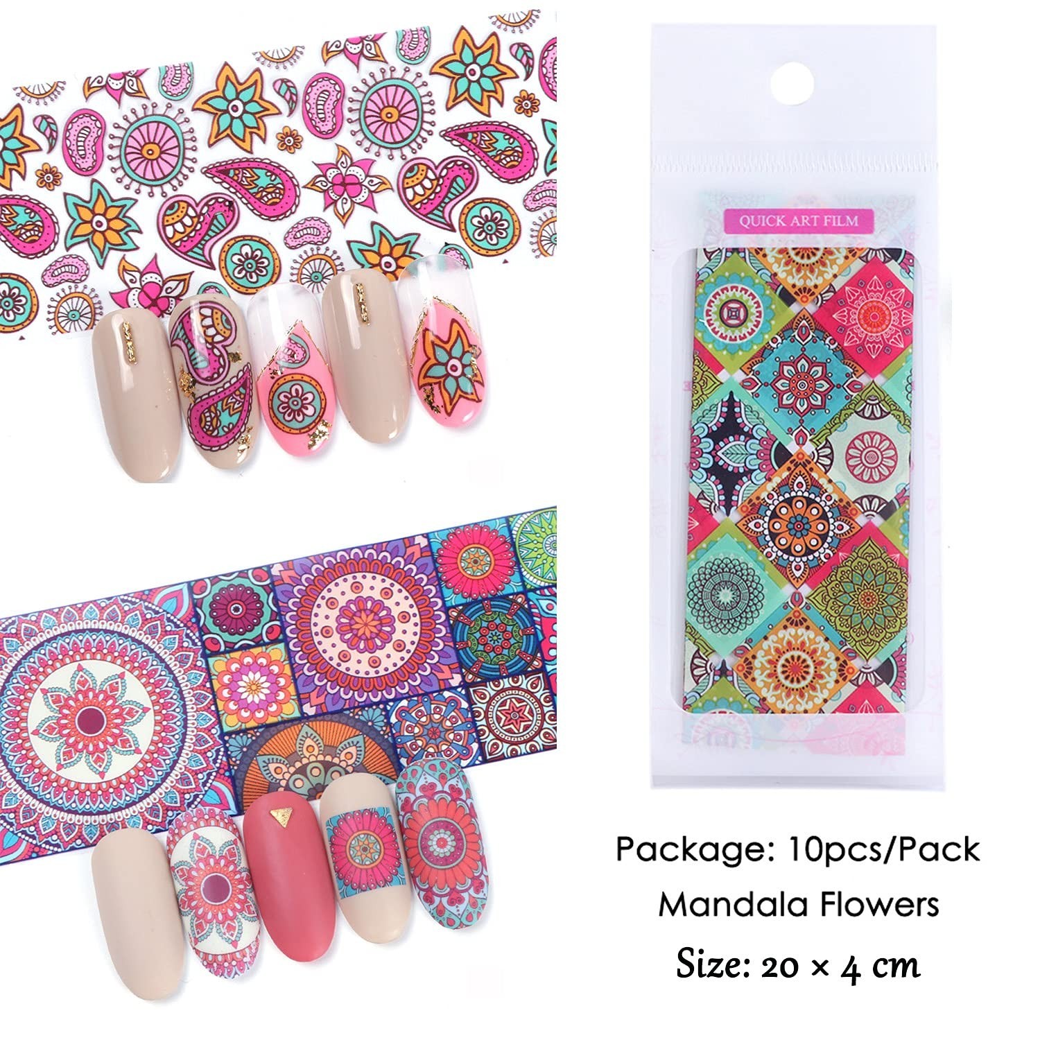 10 Sheets Nail Foil Transfer Stickers Holographic Floral Geometric Nail Art D…