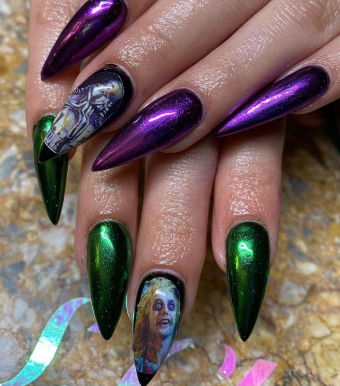 Beetlejuice Psychedelic Halloween Nail decals scary Movie Waterslide Nail art ki