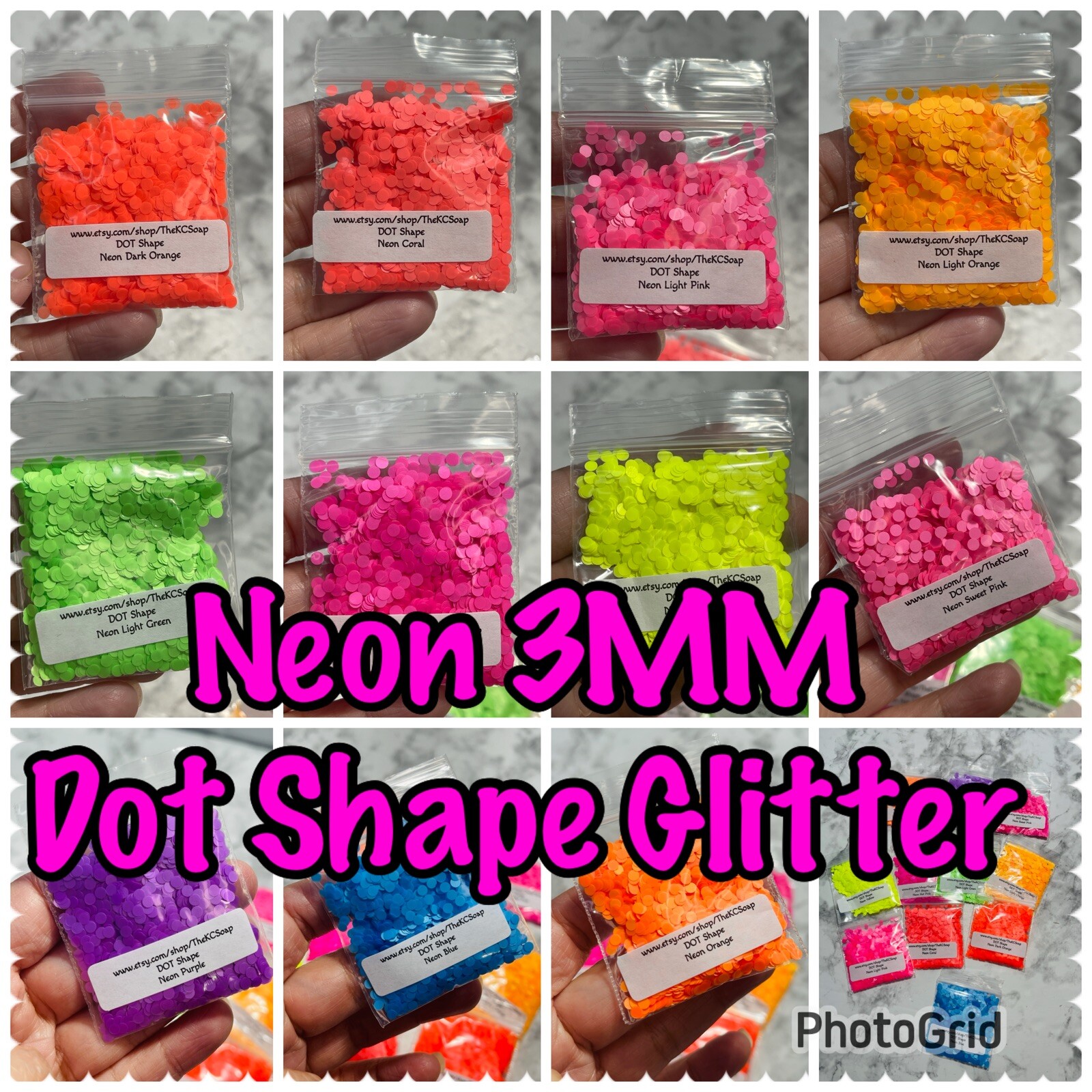 1 Oz 28g Light Green DOTS Shape Glitter Epoxy Nail Art Face Festival Crafts