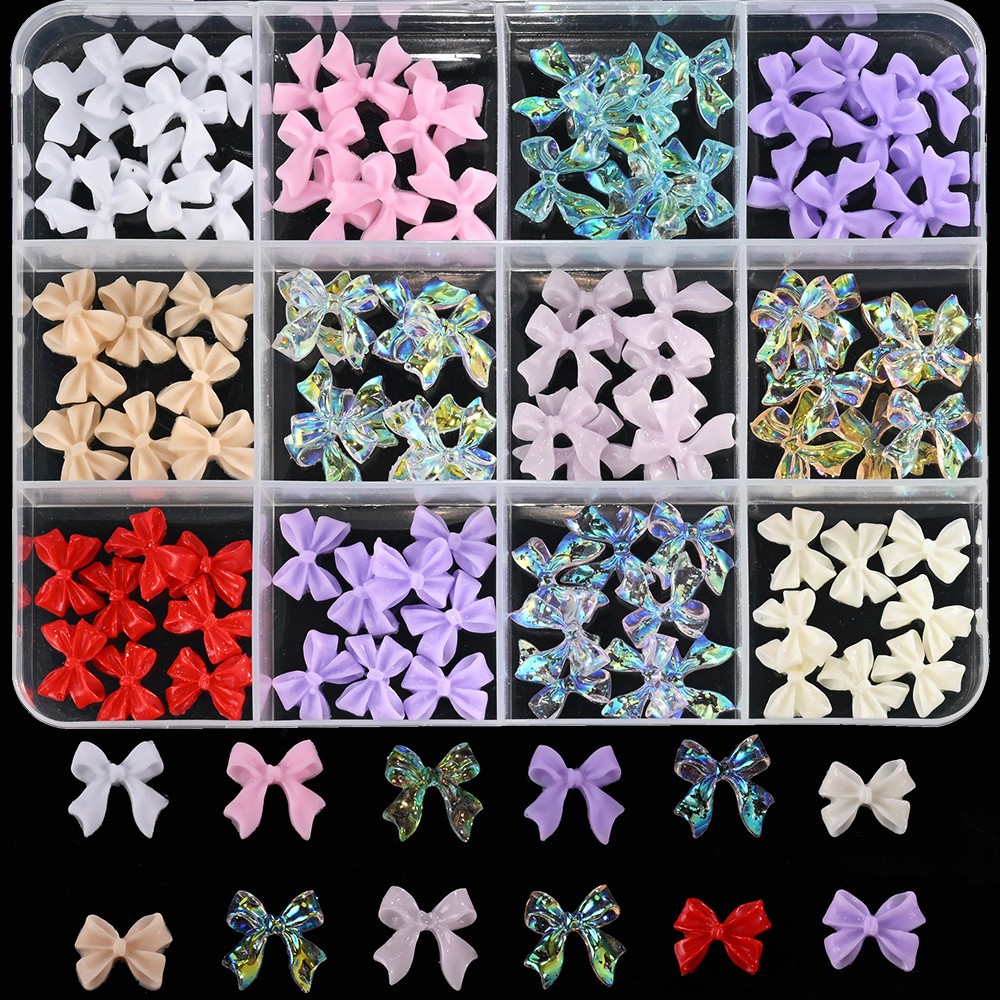 12/15Grids Acrylic Flower Nail Charms Mix Colors Set 3D Flower Nail Art Rhinesto