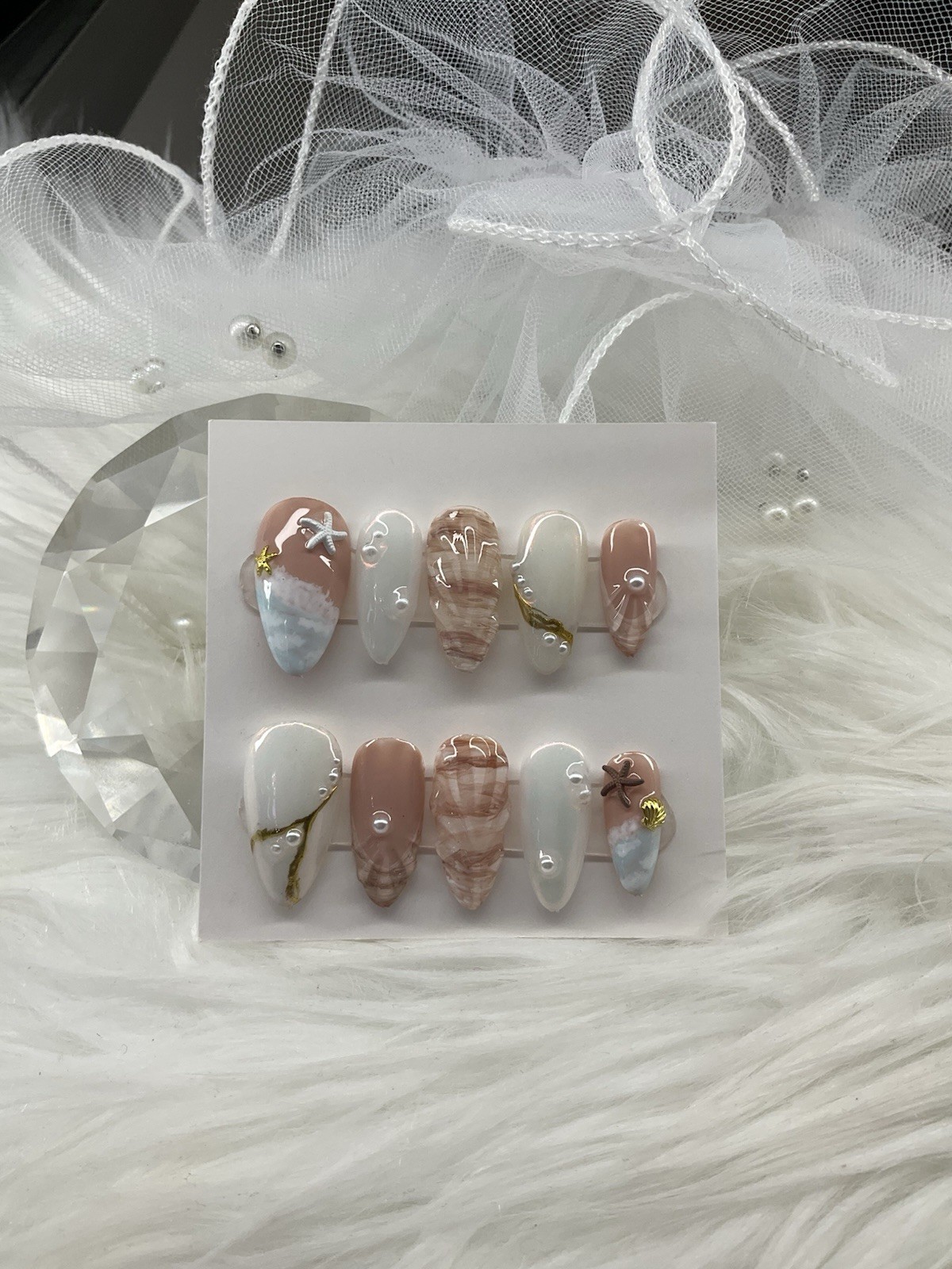 Handmade Gel Nail Press On Almond Shape 10 pieces