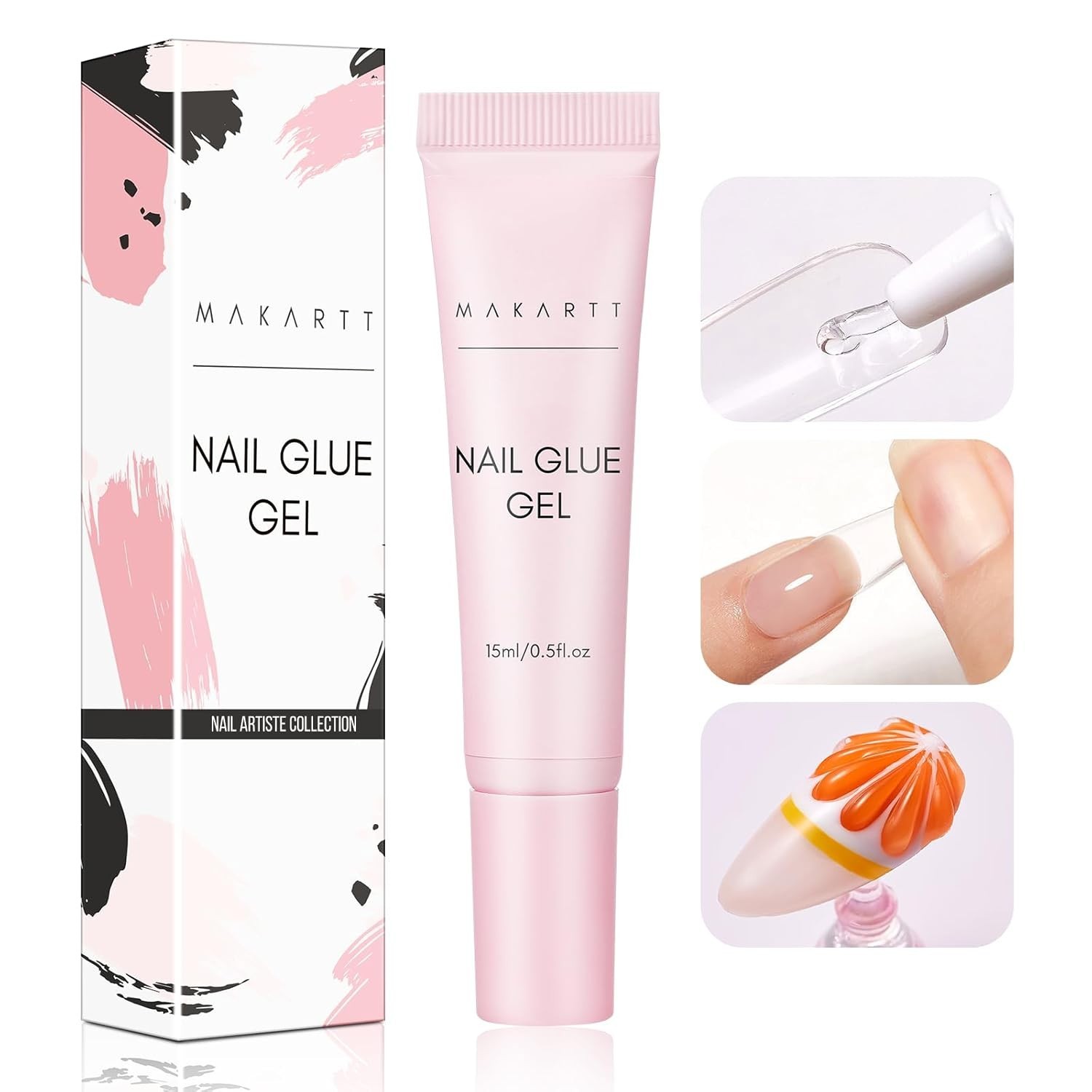 Gel Nail Glue: Solid Nail Glue for Press On Nails, 15ML 3D Gel UV Lamp Needed…
