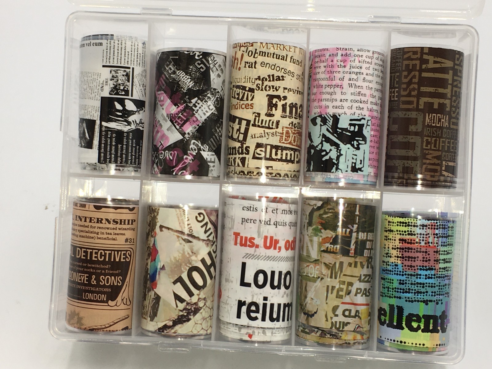 Unbranded 10 Piece Box Set of Nail Foil Transfer Stickers “Retro It” MultiColor