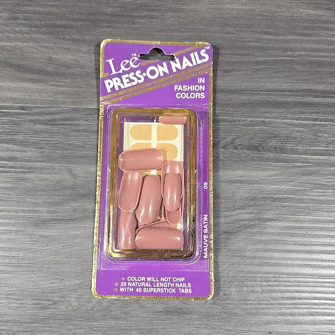 Vintage Lee Press On Nails Mauve Satin NOS Purple Press On Nails Natural Length