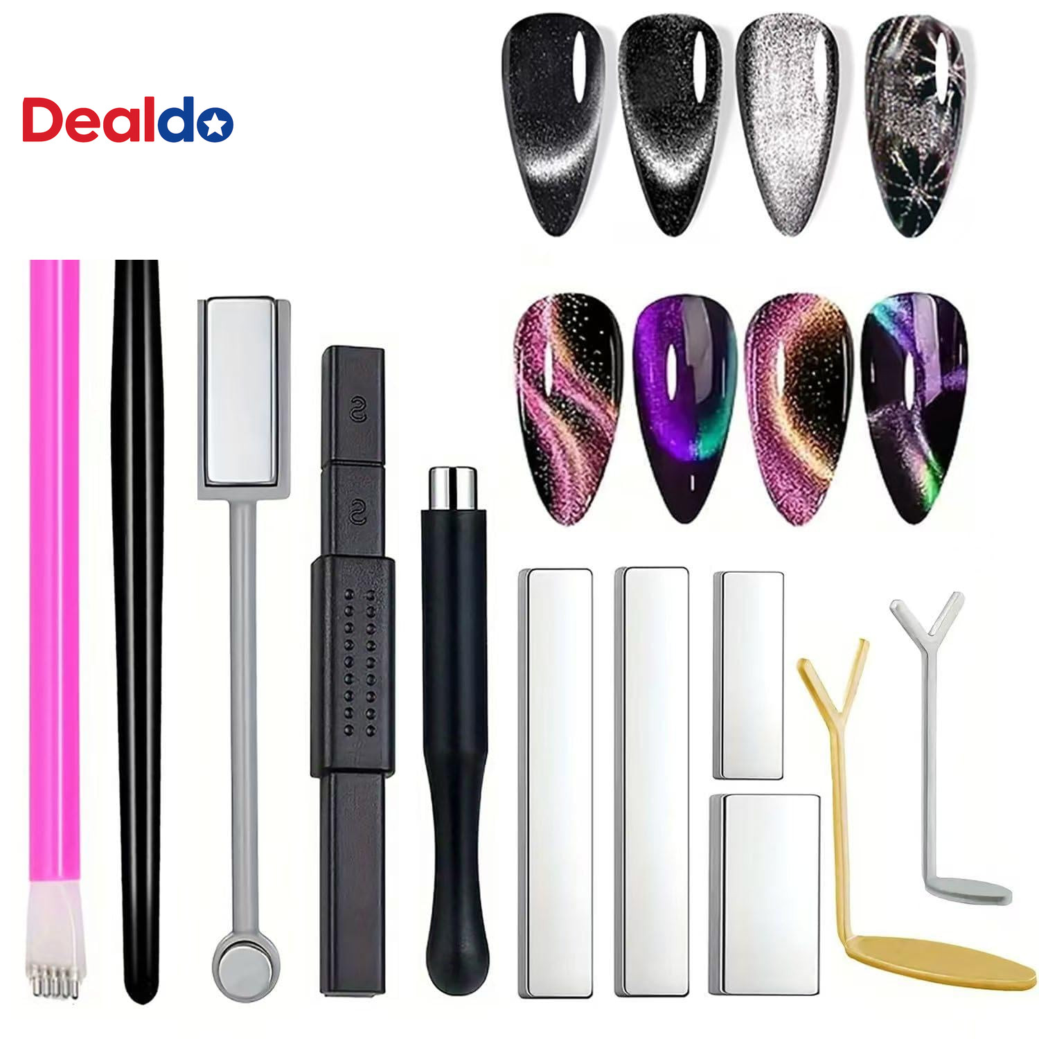 11PCS Cat Eye Nail Magnet Tool Set – Double-Head Magnet Sticks , Heart Shaped Ma