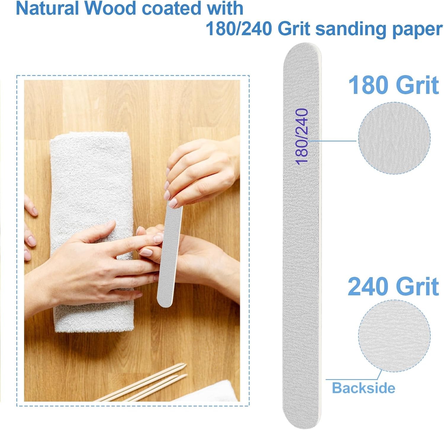 Nail File, Emery Boards for Nails 180/240 Grit Nail Files for Natural