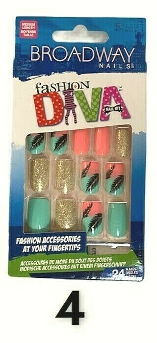 Kiss Broadway Fashion Diva Glue On Nails Short and Medium Length 24 (Glue Dry!)