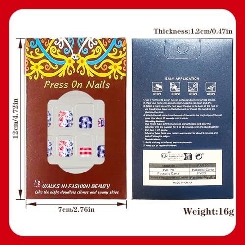 4th of July Press on Toenails Short Square Fake Toe Nails with Star | Style-29