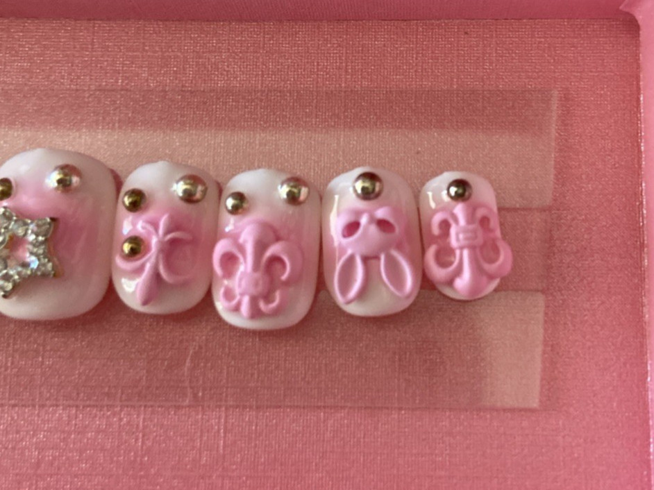 LovFul H141 Square Short Small Handmade Nails Pink *NEW*