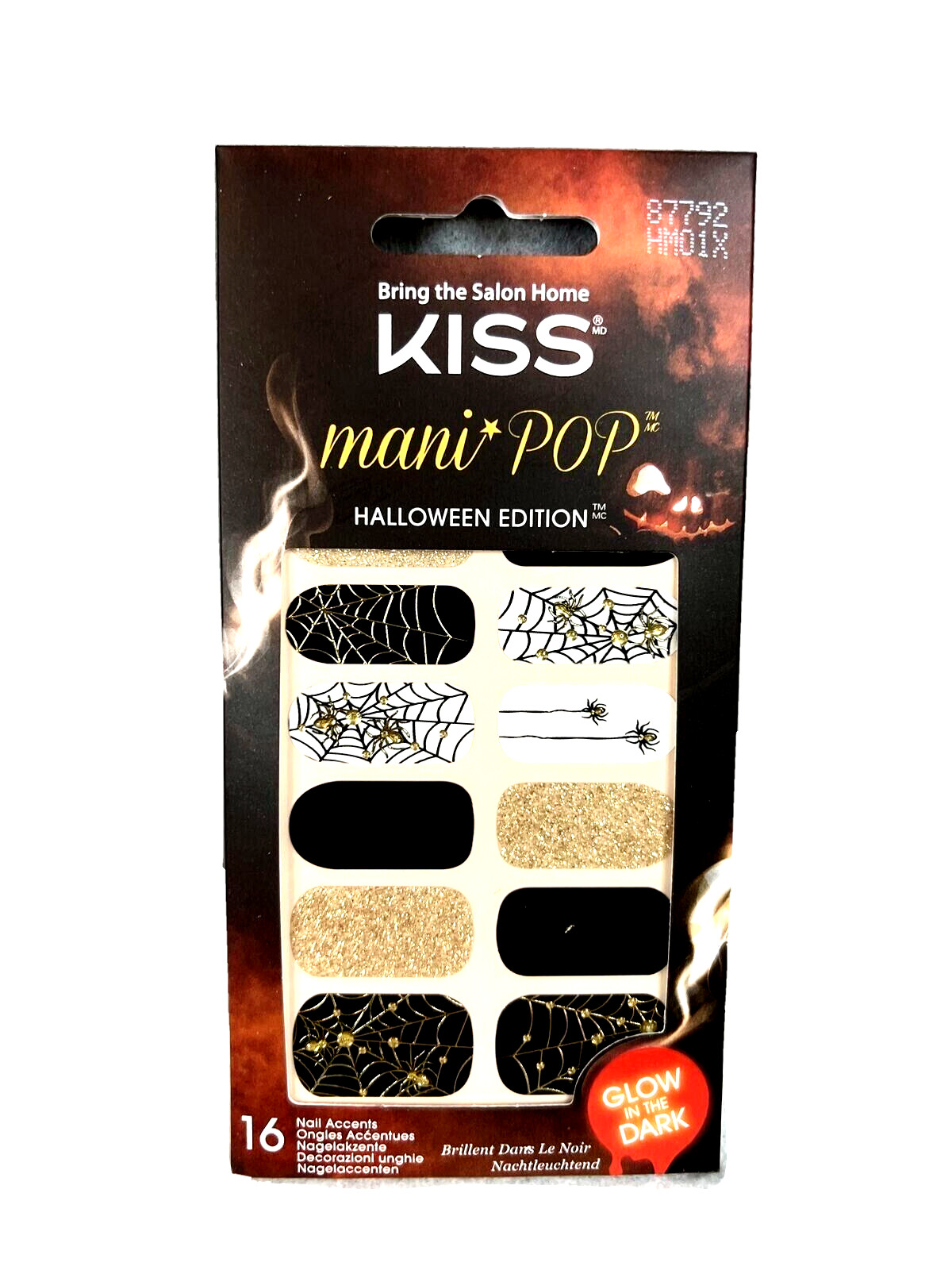 New KISS Mani Pop Halloween Edition Glow In Dark Nail Accents Strips 87792