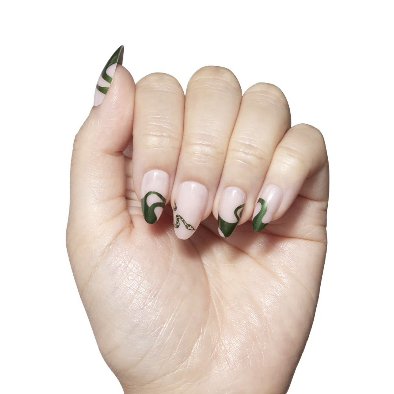 GLAMNETICS Press On Nails PARSELTONGUE Almond BRAND NEW Green HARRY POTTER Snake