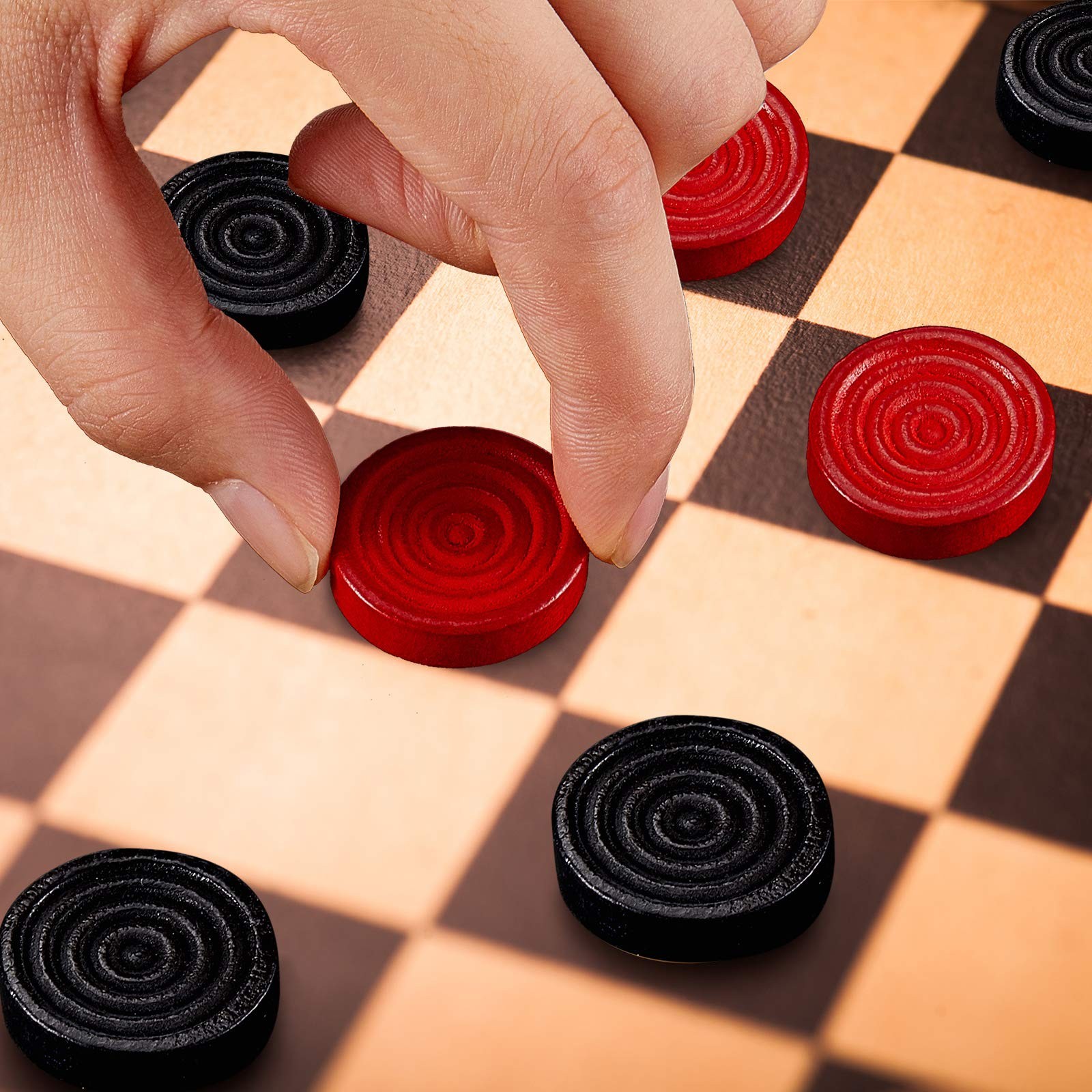 24 Pieces Wooden Checkers 1.06 Inch Board Game inches