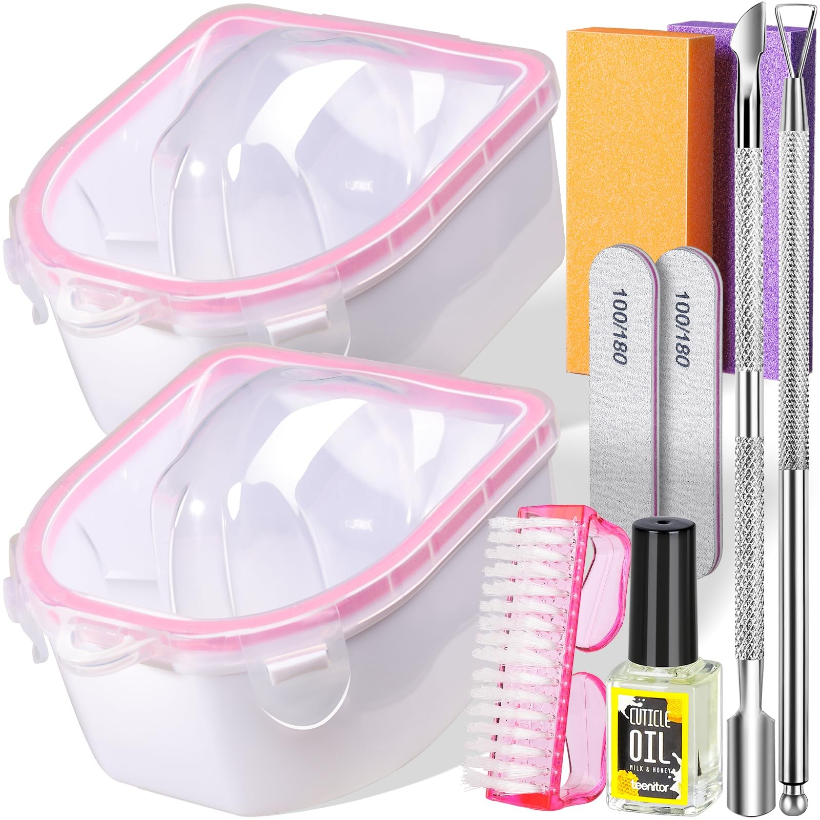 Teenitor 10Pcs Nail Soaking Bowl Kit 2 Soak Off Medium, pink