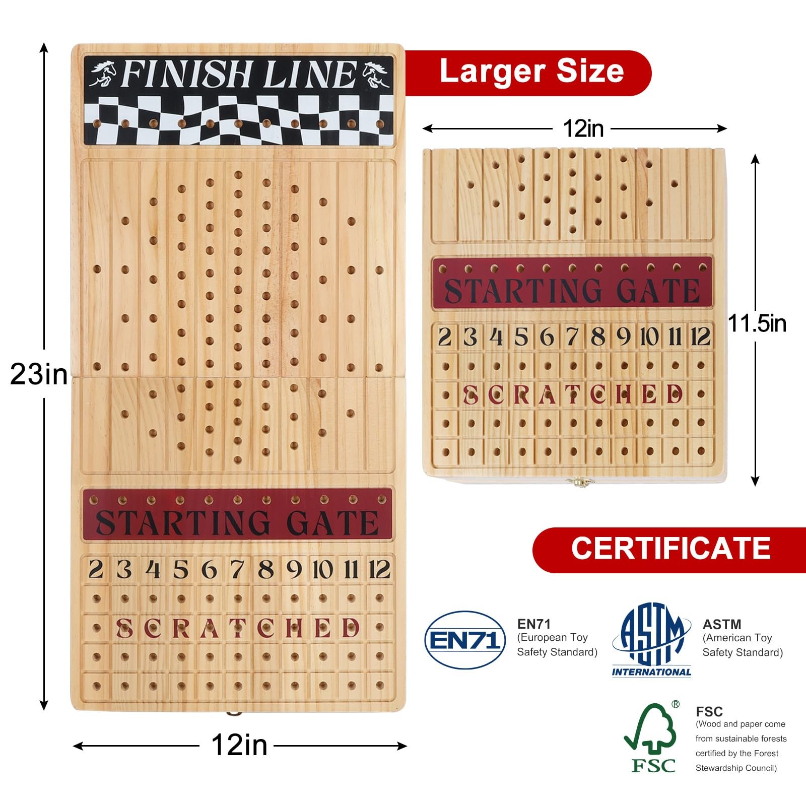 Offelec Large 23 inches Horse Race Board Game, Large, Portable Foldable