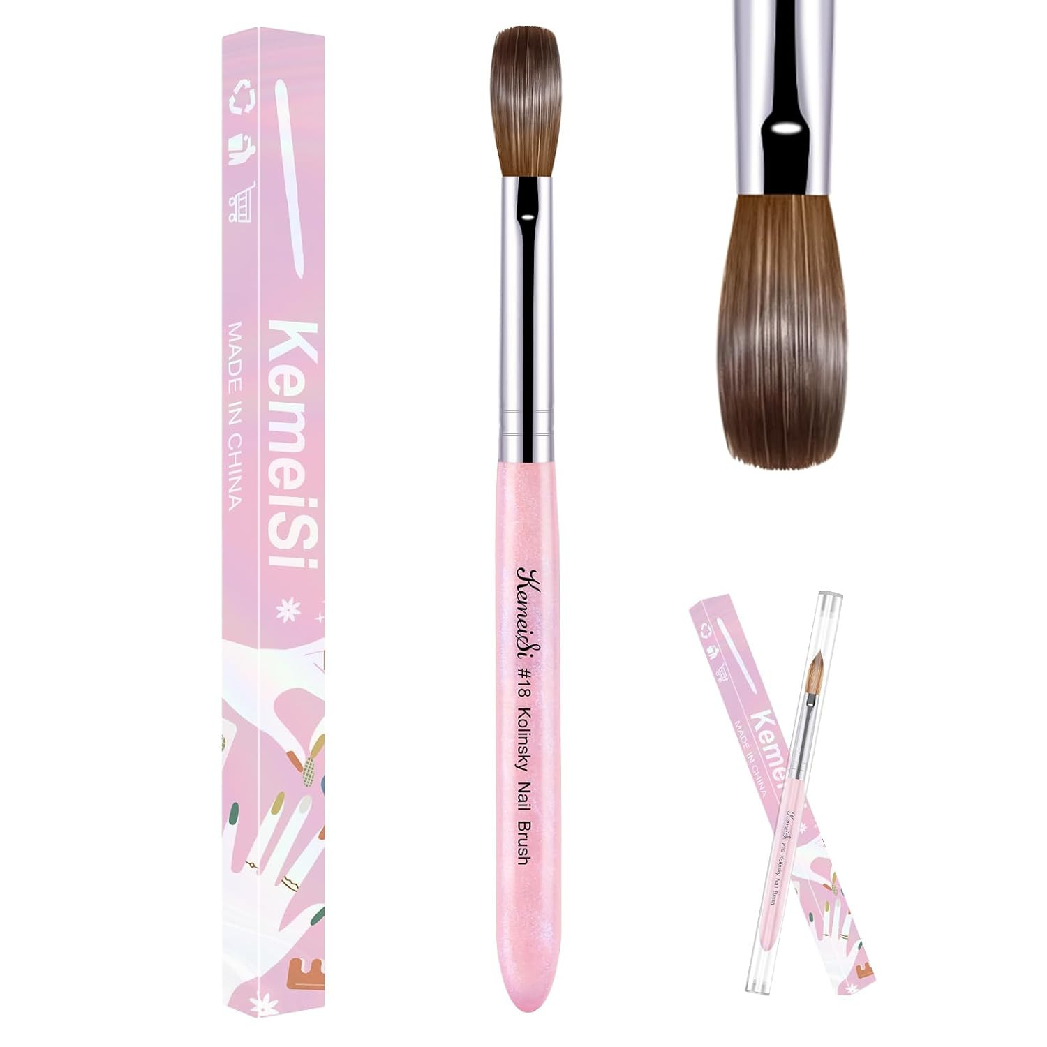 Size #18 Kolinsky Acrylic Nail Brush – 100% Pure Nail Art Tool