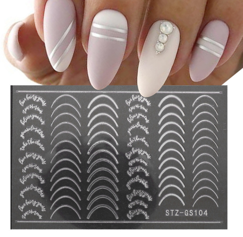 Nail Art Stickers Decals Rose Gold Lace Abstract Lines French Line Manicure NS33