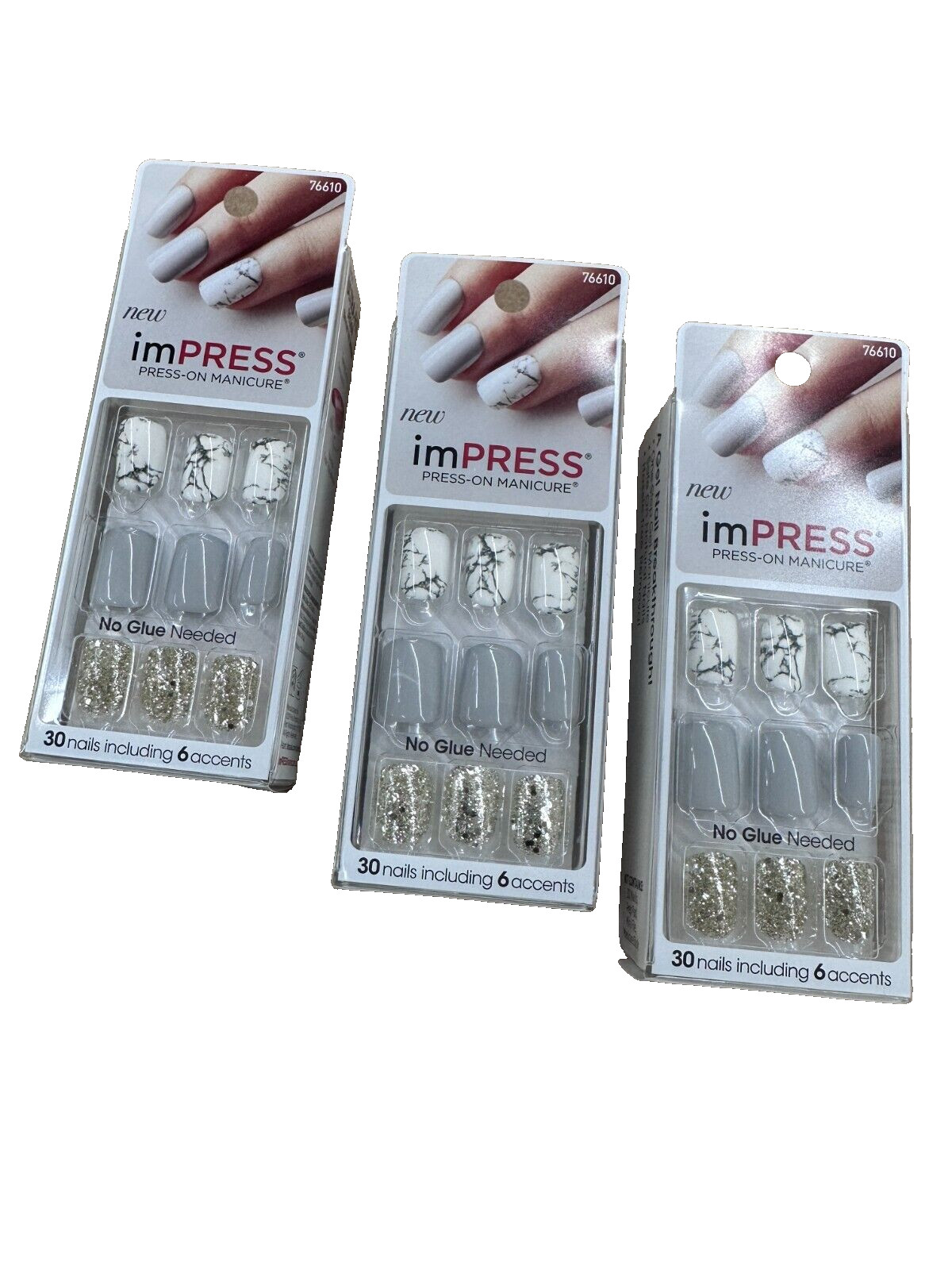 3 packs Kiss imPress Press on Manicure Nails No Glue Fingernails 76610 Yeah Boy