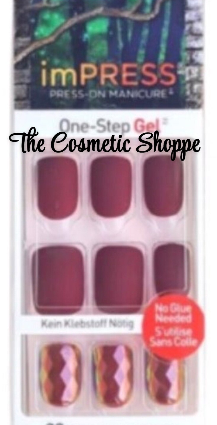 KISS imPRESS Press-On Manicure Short Length Matte Burgundy Wine Nails Scream NEW