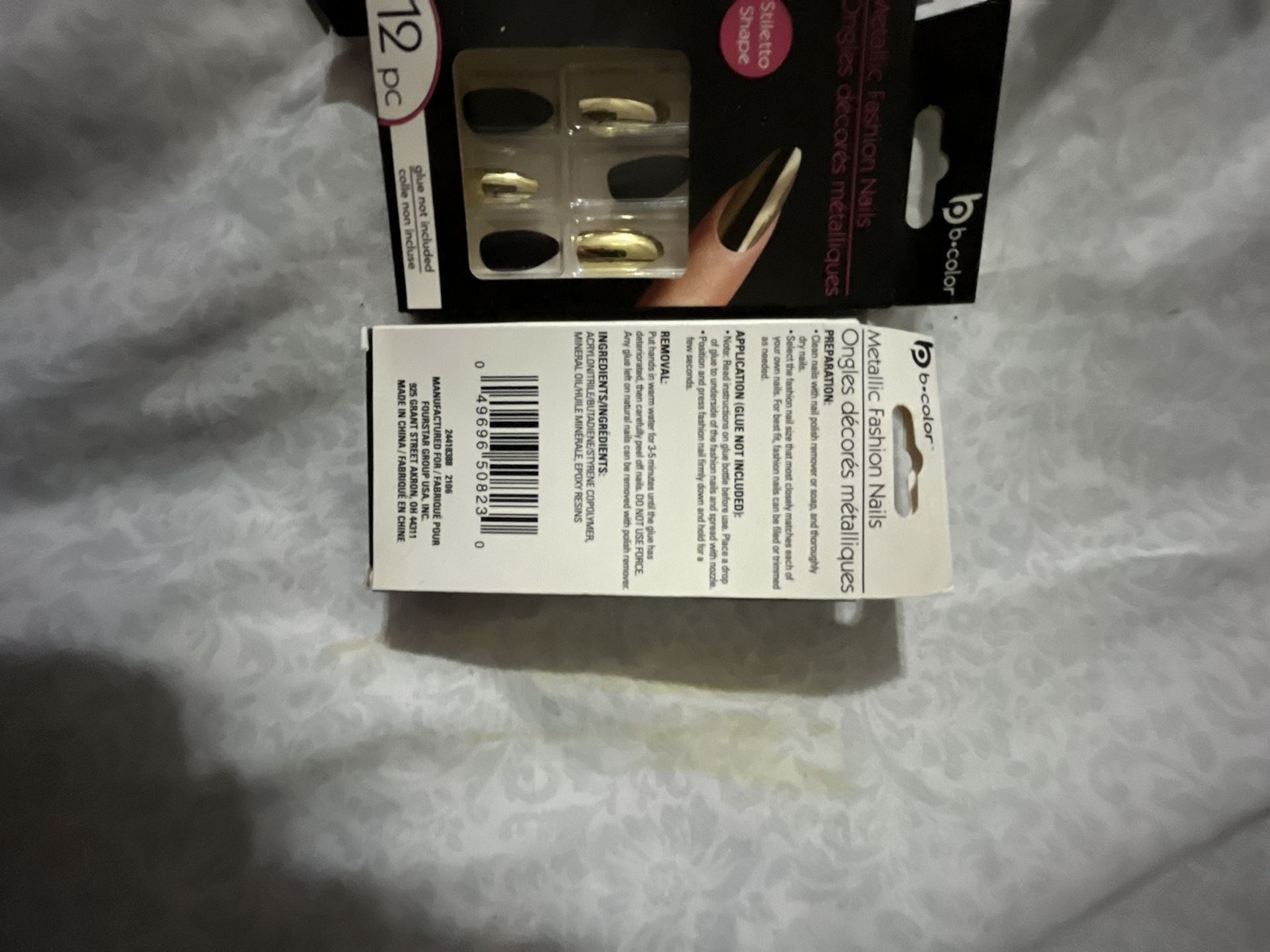 b.color Metallic Fashion Nails Stiletto Shape 12pc Set (Bundle of 4)