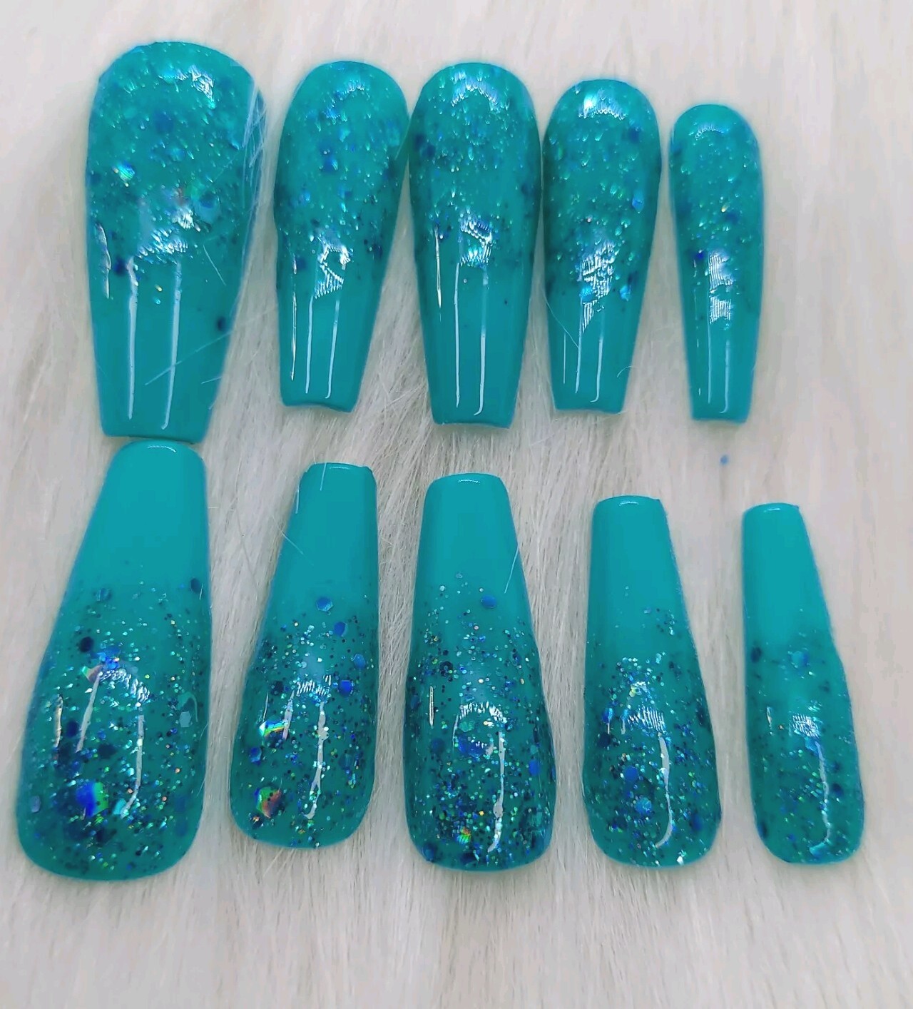 Beach Ocean Teal Turquoise Glitter Prom Wedding Salon Nails At Home Diy Nails