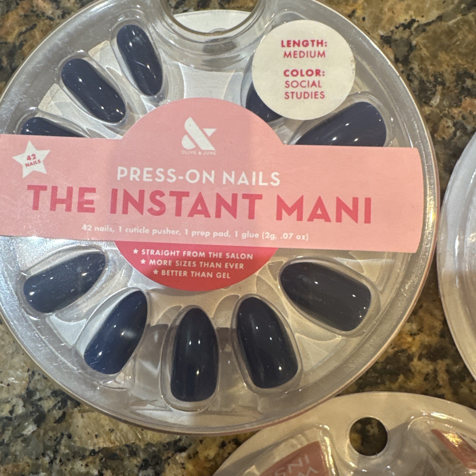 Lot Of 3 Olive & June Press On Nails medium Social Studies Blue Velvet Obsessed