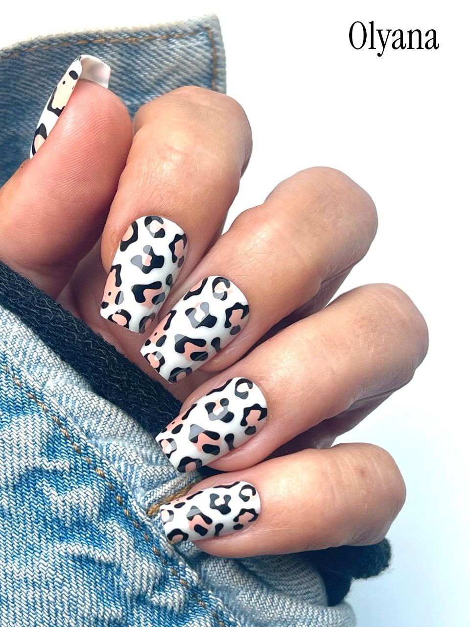 Red Aspen Press On Nails~ On the Spot, Olyana~Medium Coffin~Leopard