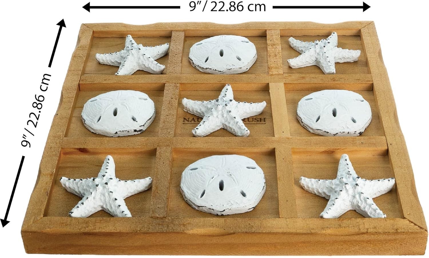 Starfish Tic Tac Toe Game – 9″ x – Beach White & Sand Dollars