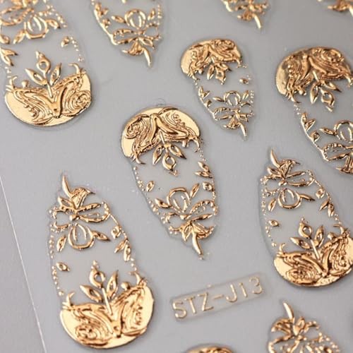 Gold Nail Art Stickers 3D Self-Adhesive Golden Foil Leaf Nail Decals style4