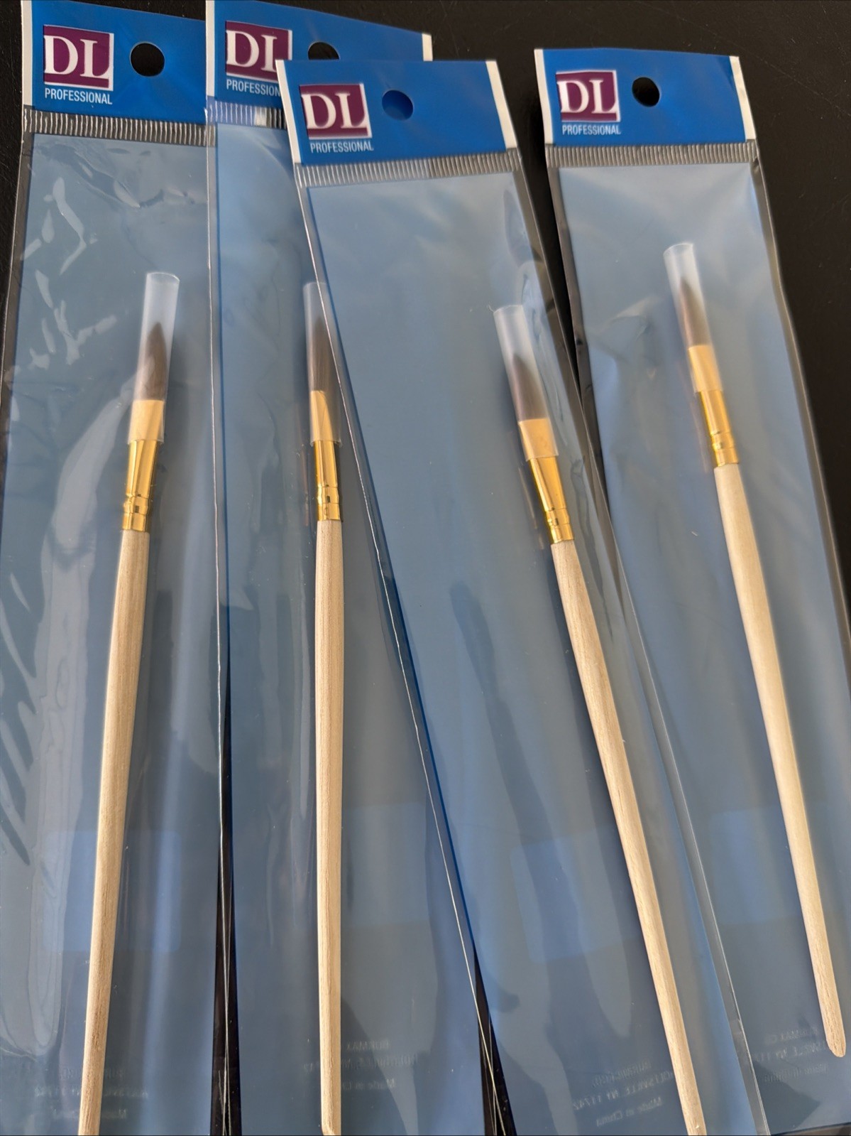 Kolinsky Acrylic Nail Brush Round Wood Handle – Lot Of 4