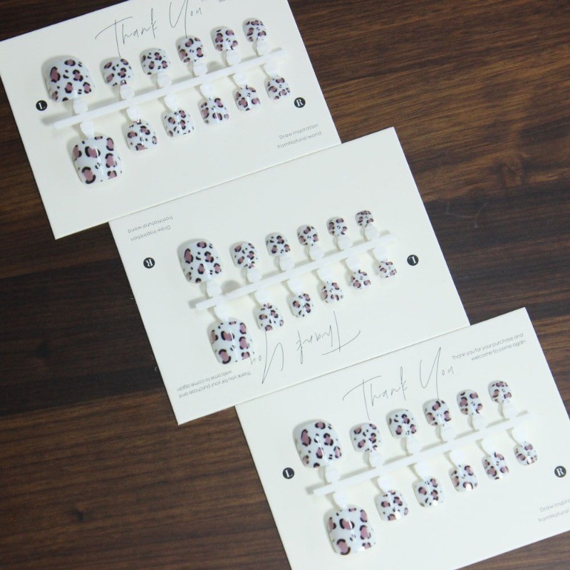 72pcs-Trendy Neutral Leopard Toe Press on Nails, Short Square Acrylic Nails