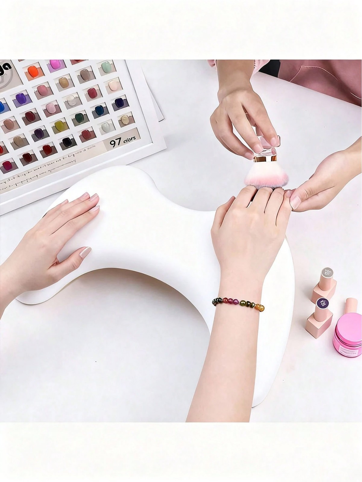 Butterfly Nail Arm Rest Pillow PU Leather Manicure Hand Cushion White