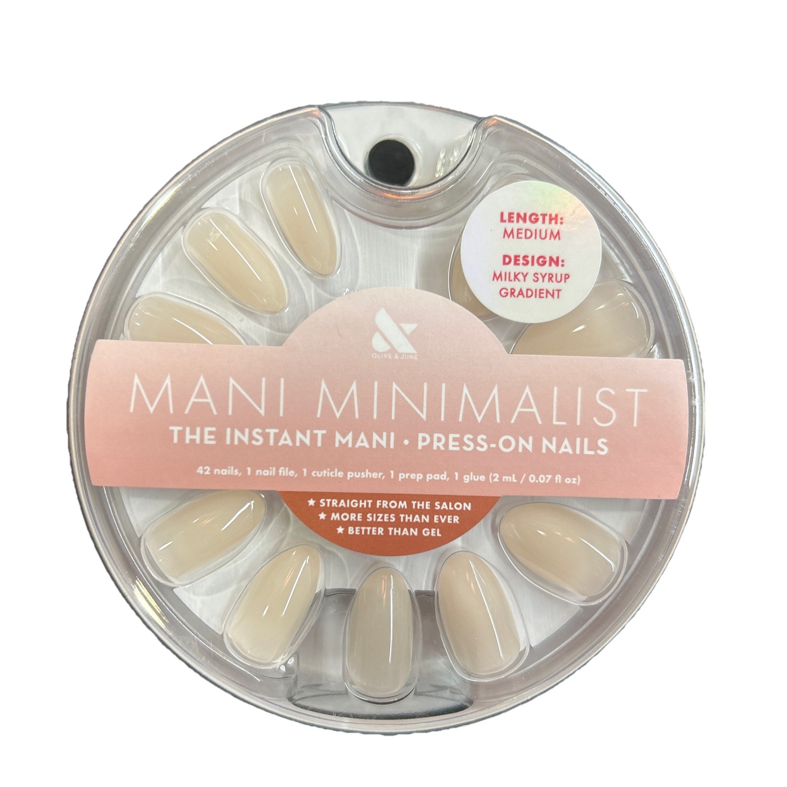 2 Sets Of Olive & June Instant Mani Press-On Nails Medium Milky Syrup Gradient